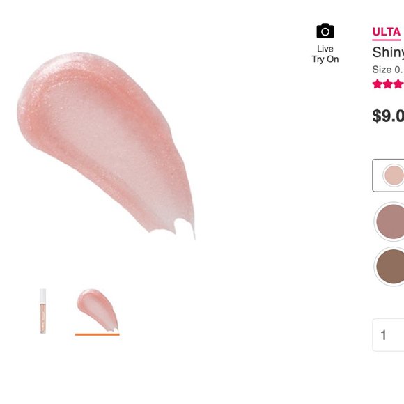 Ulta Beauty Makeup Shiny Sheer Lip Gloss Bare Cool Peach Shimmer